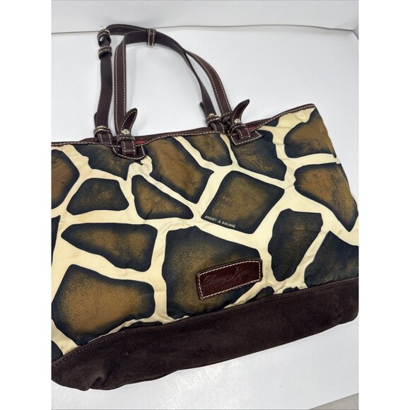 Dooney & Bourke Shoulder Bag Giraffe Animal Double Handle Full Zip Tote Red READ - Picture 2 of 13